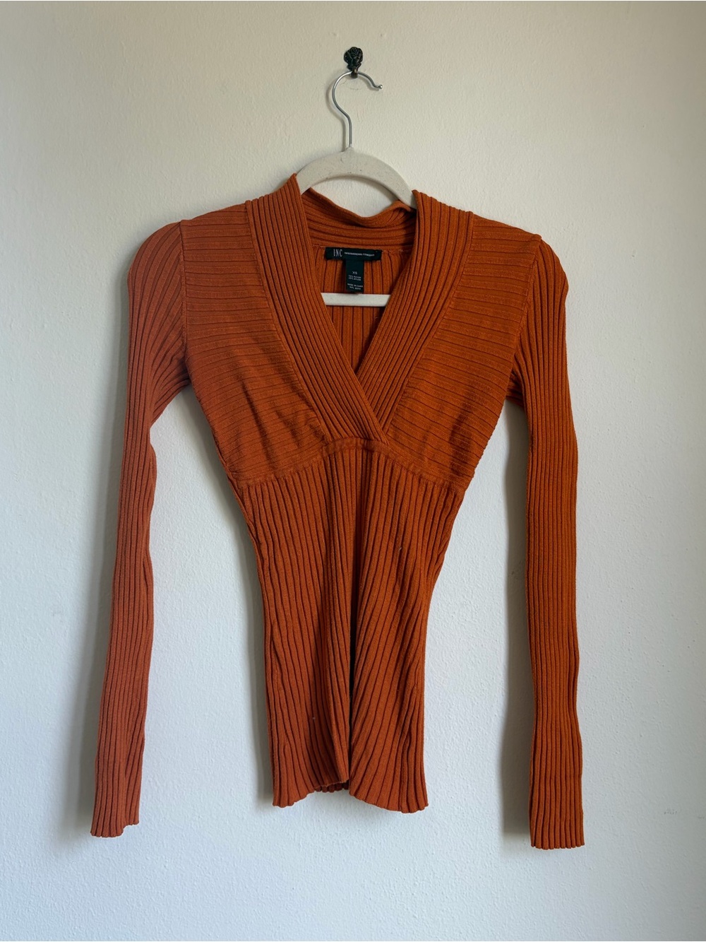 INC Orange Ribbed Sweater